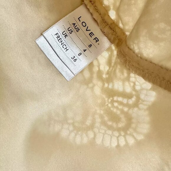 LOVER Chelsea Collar Cotton Blend Lace Sleeveless Mini Dress in Ivory Size 4 - Picture 7 of 7